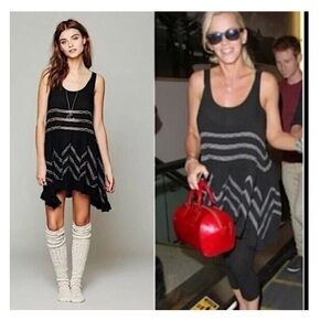 FREE PEOPLE Intimately Small Voile & Lace Trapeze Slip Black Combo